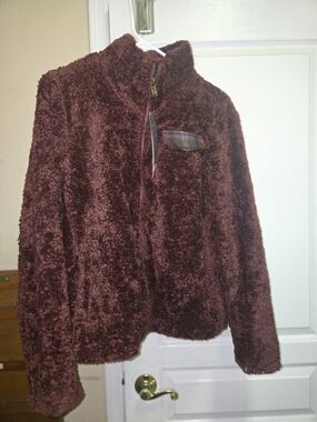 Pendleton Plaid Wool Blend Jacket in Burgundy and Brown